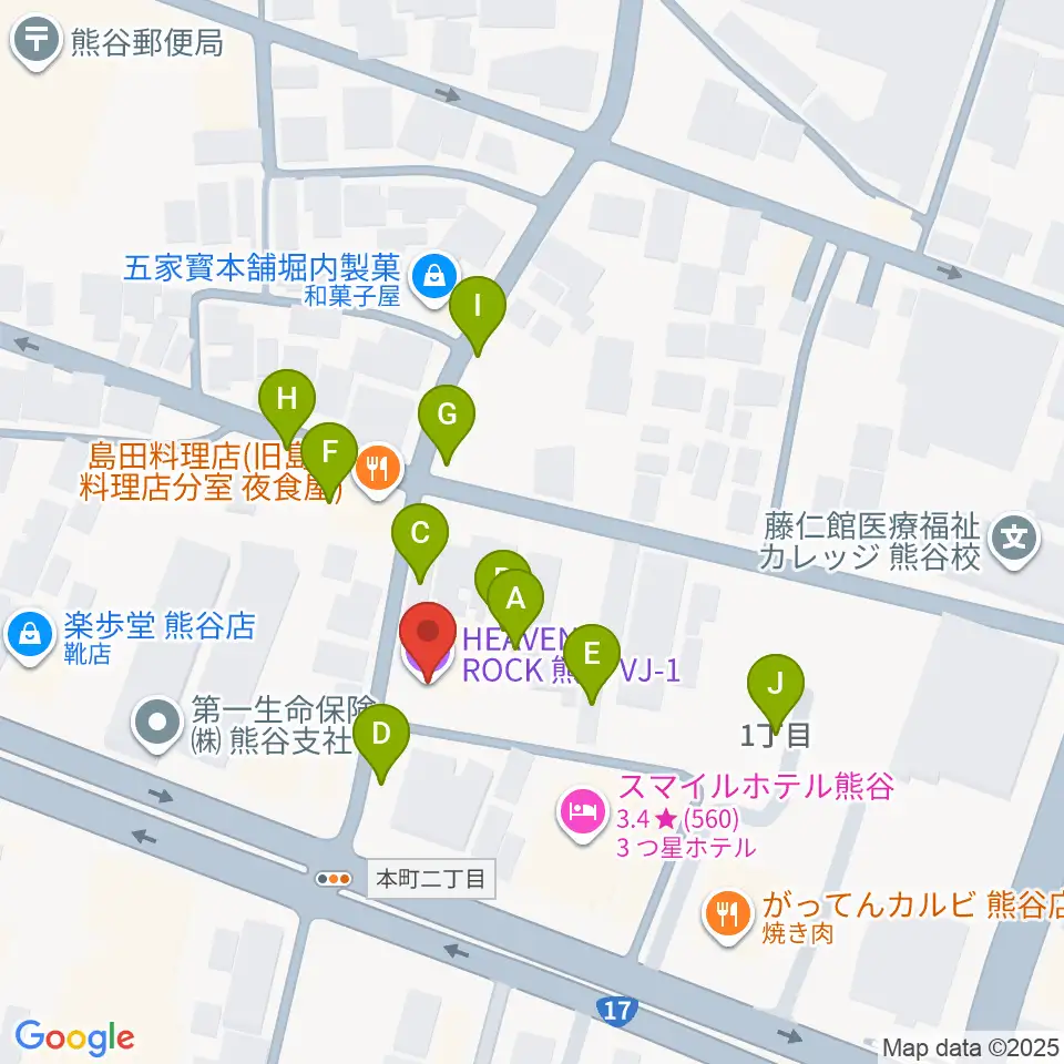 ヘブンズロック熊谷VJ-1周辺の駐車場・コインパーキング一覧地図