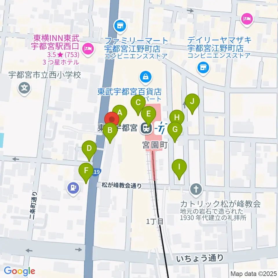 宇都宮ヘブンズロック周辺の駐車場・コインパーキング一覧地図