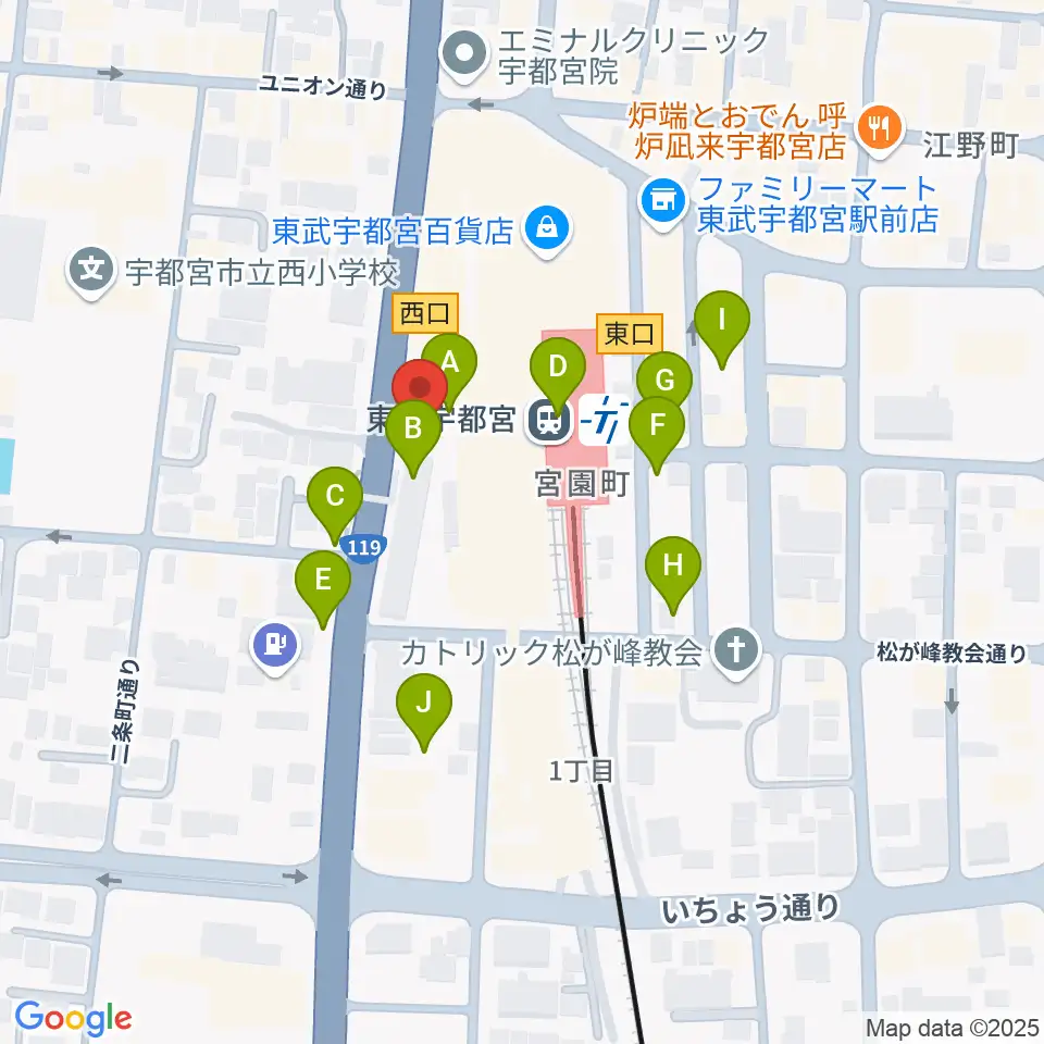 宇都宮ヘブンズロック周辺の駐車場・コインパーキング一覧地図
