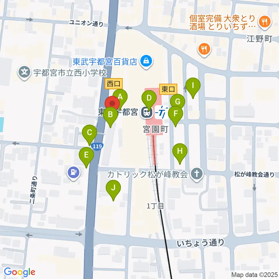 宇都宮ヘブンズロック周辺の駐車場・コインパーキング一覧地図