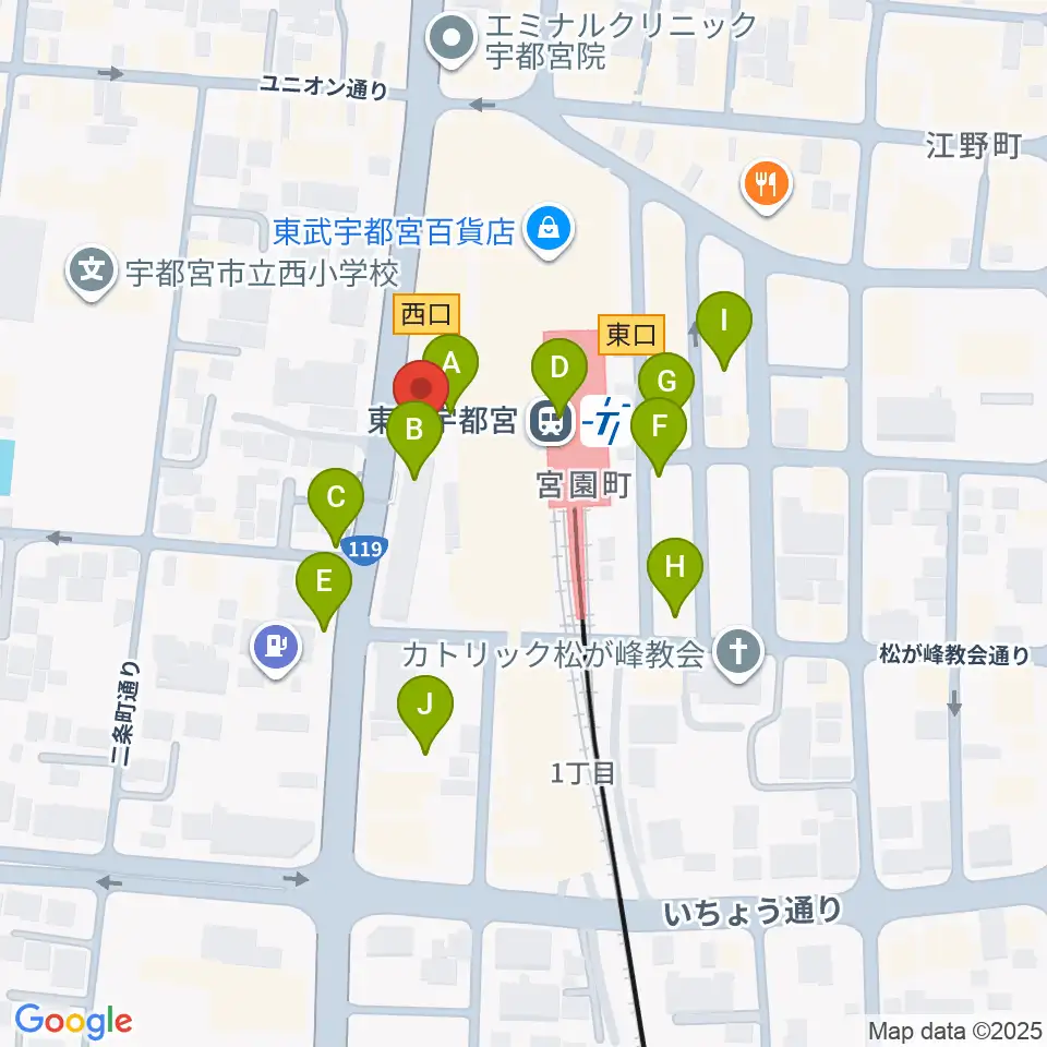 宇都宮ヘブンズロック周辺の駐車場・コインパーキング一覧地図