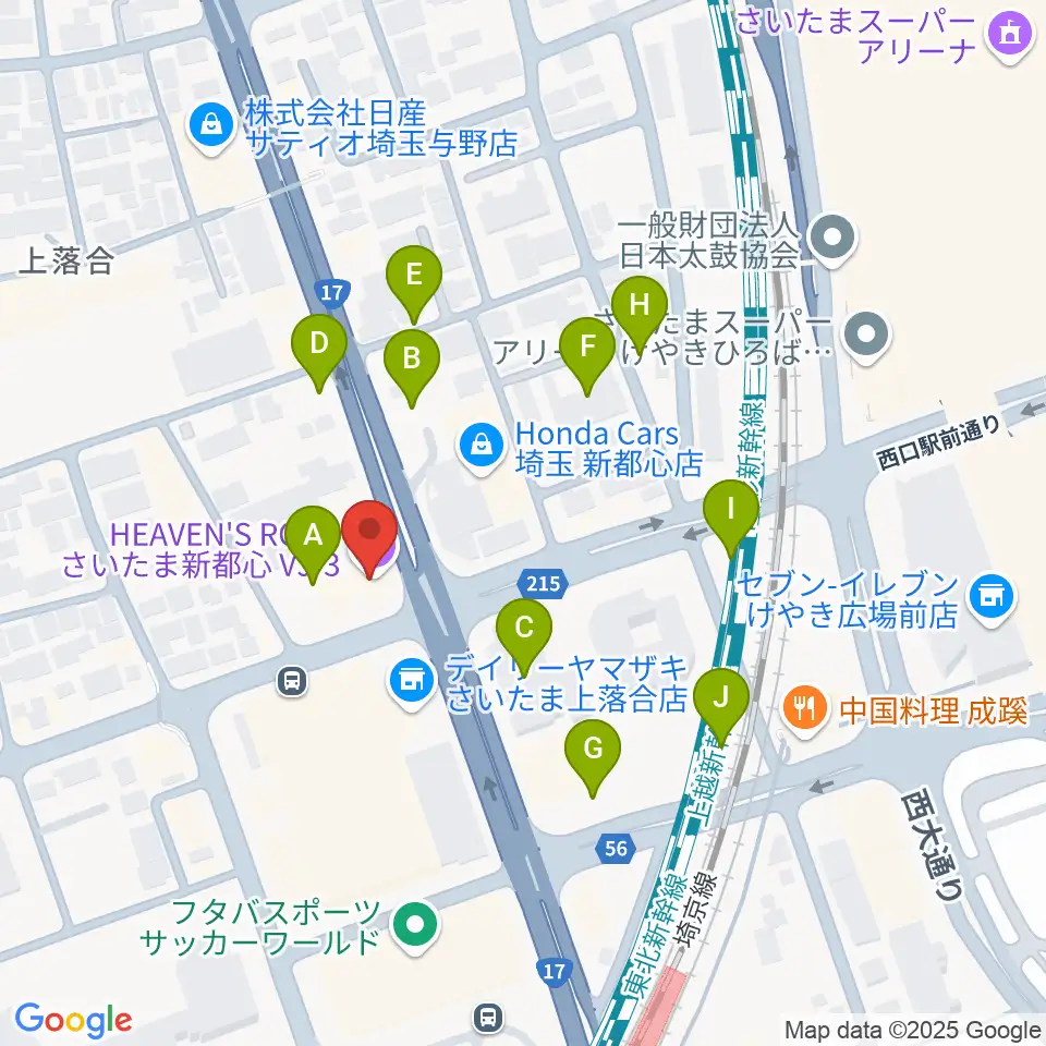 さいたま新都心ヘブンズロック周辺の駐車場・コインパーキング一覧地図