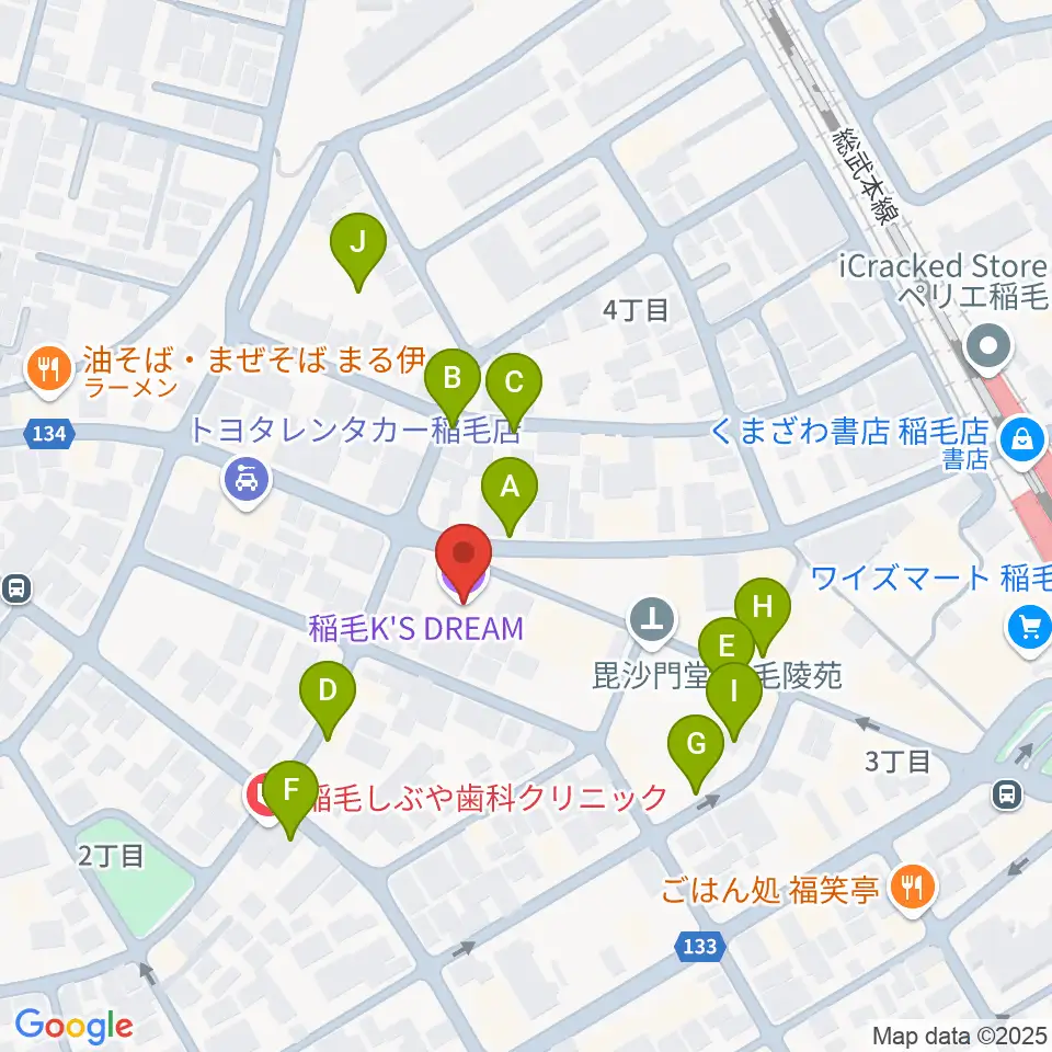 稲毛K'S DREAM周辺の駐車場・コインパーキング一覧地図