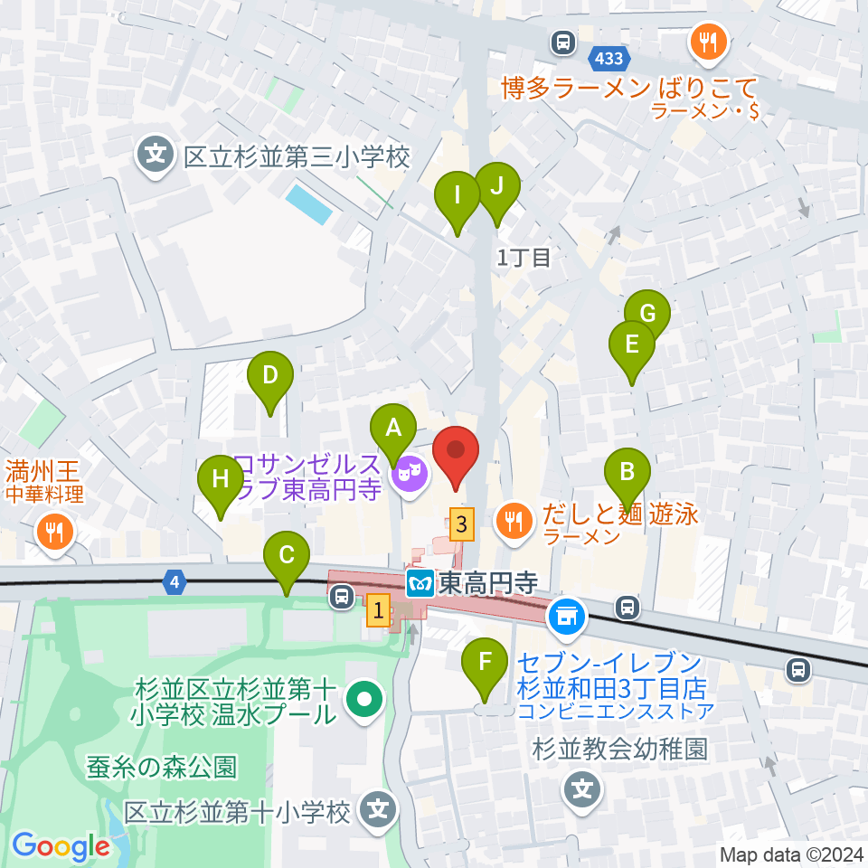 東高円寺二万電圧周辺の駐車場・コインパーキング一覧地図