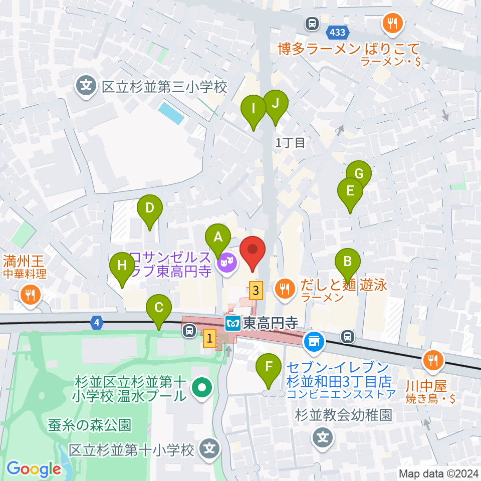 東高円寺二万電圧周辺の駐車場・コインパーキング一覧地図