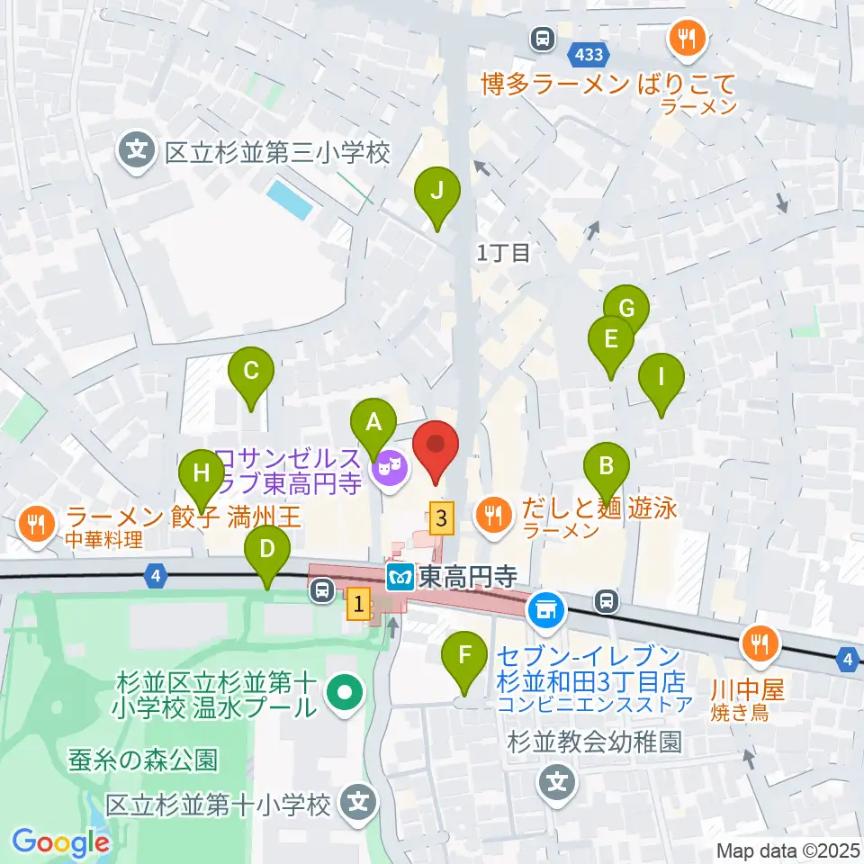 東高円寺二万電圧周辺の駐車場・コインパーキング一覧地図