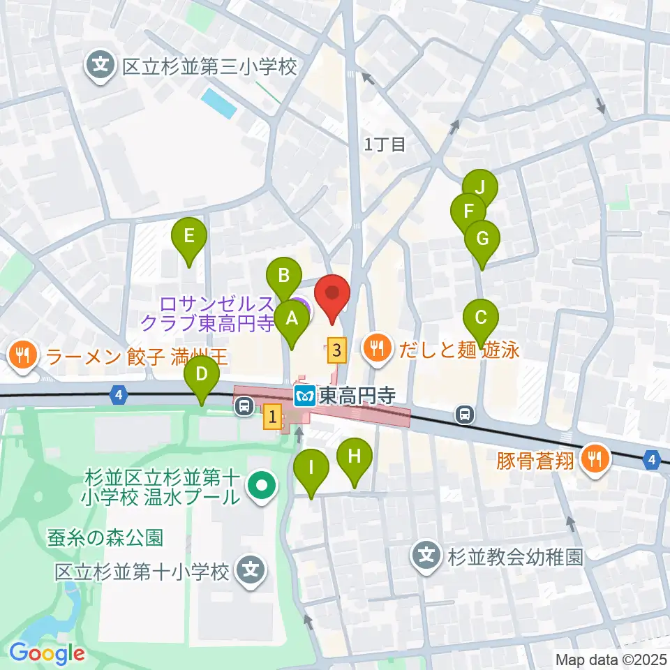東高円寺二万電圧周辺の駐車場・コインパーキング一覧地図