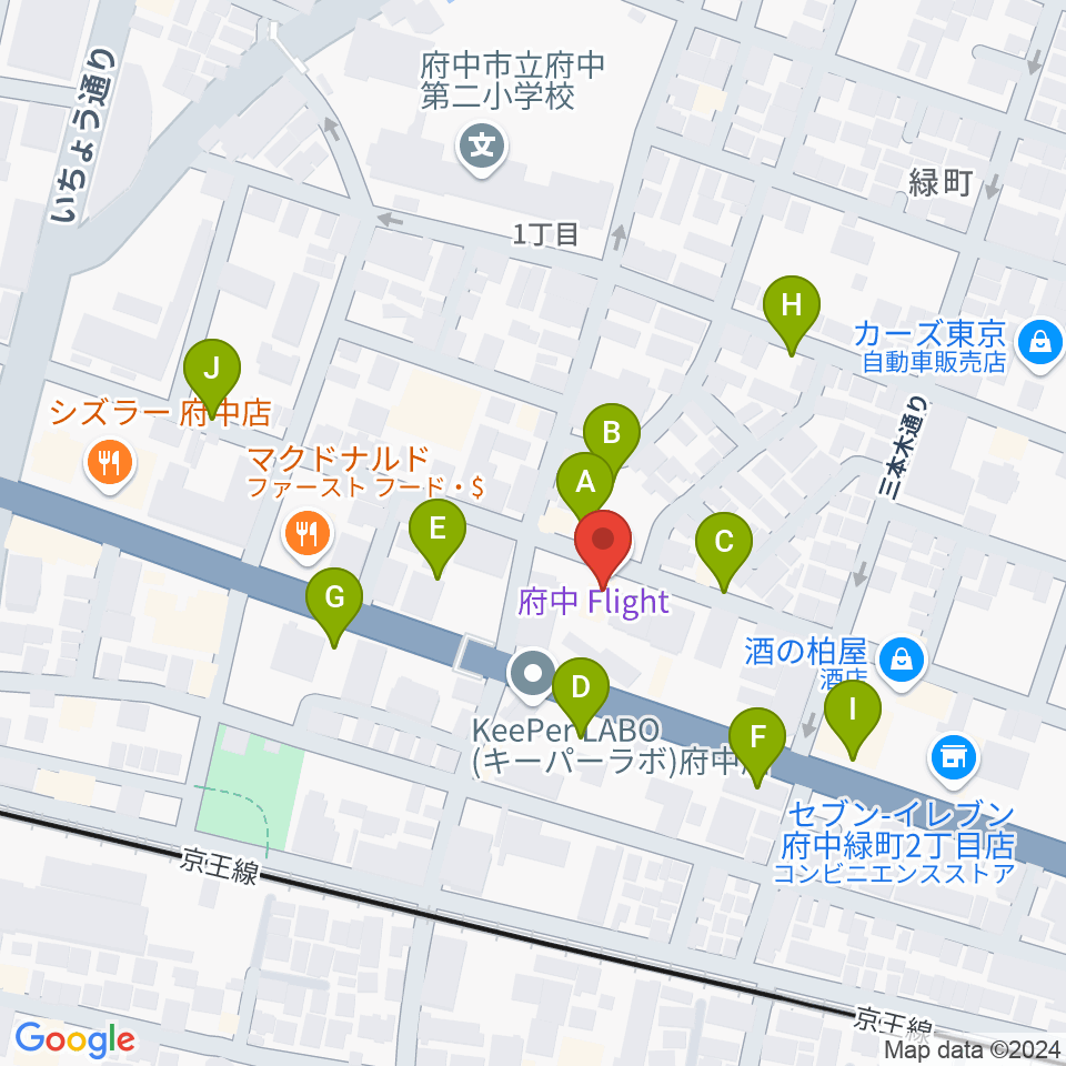 府中Flight周辺の駐車場・コインパーキング一覧地図