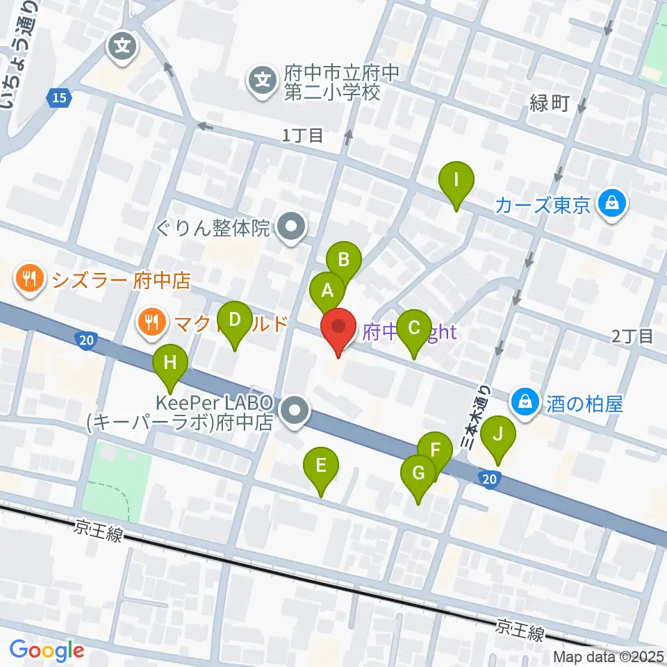 府中Flight周辺の駐車場・コインパーキング一覧地図