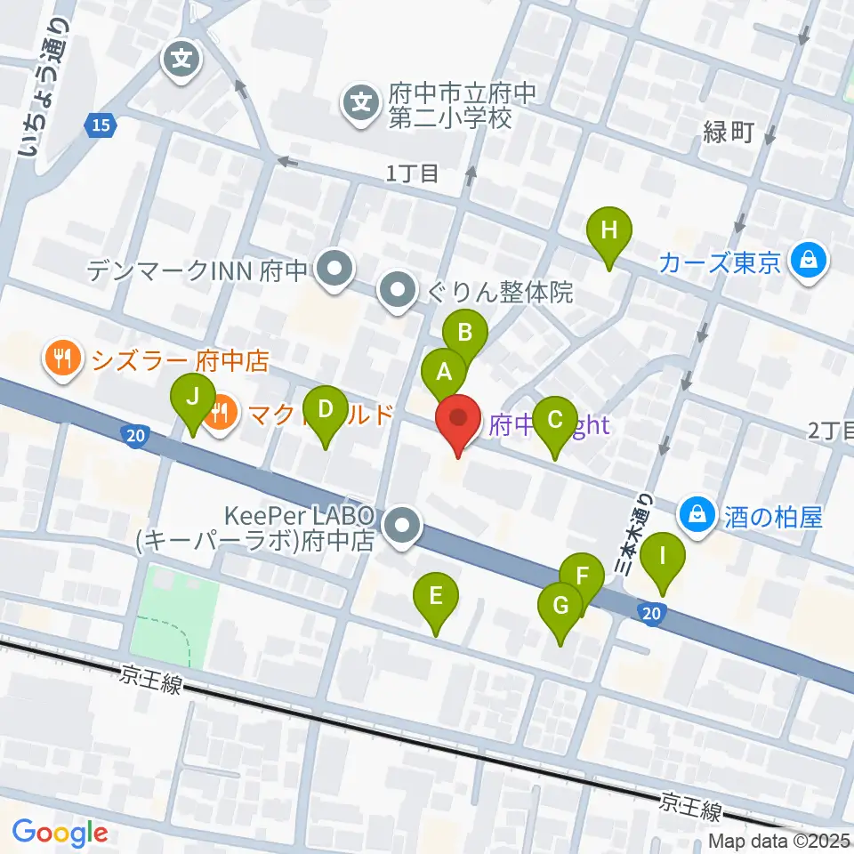 府中Flight周辺の駐車場・コインパーキング一覧地図
