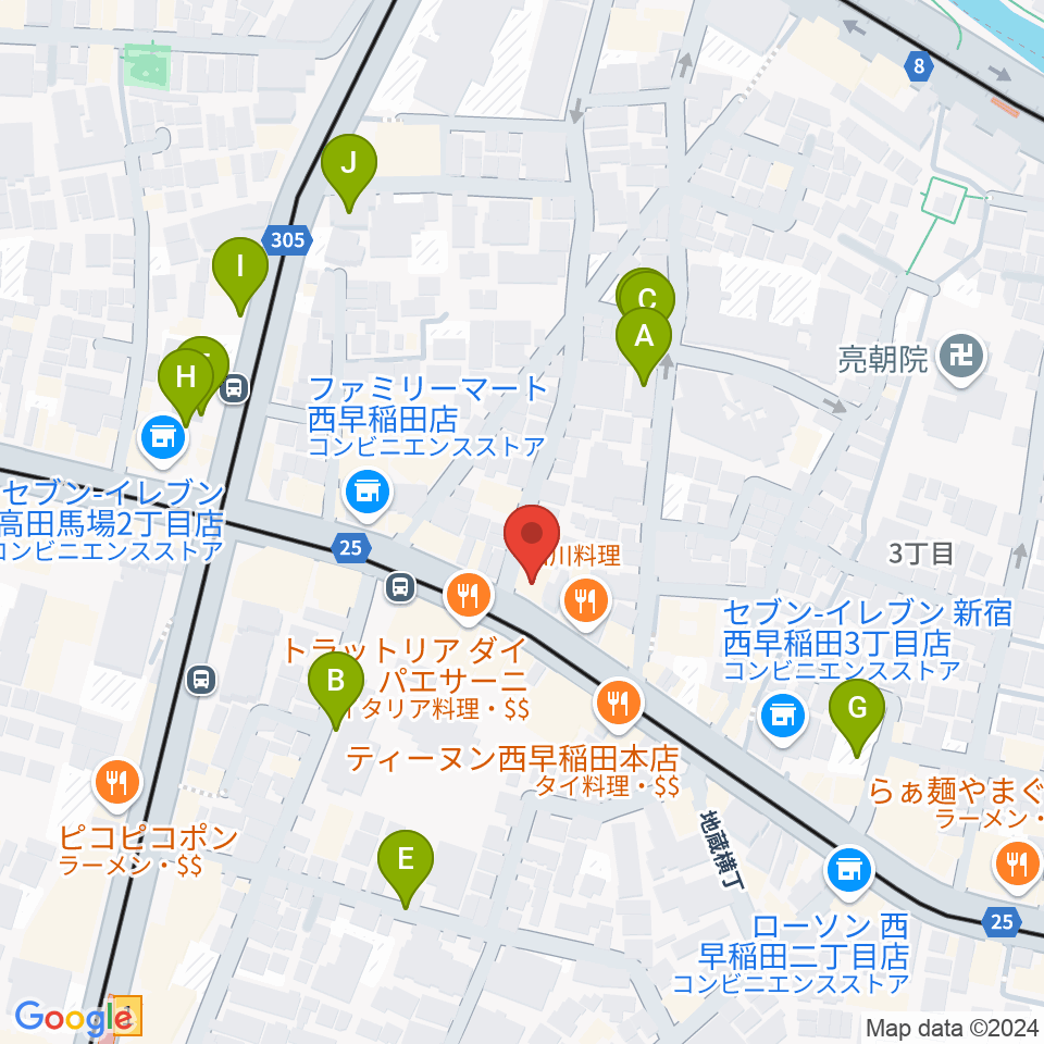 高田馬場 音楽室DX周辺の駐車場・コインパーキング一覧地図