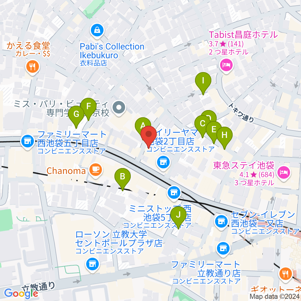 池袋バレルハウス周辺の駐車場・コインパーキング一覧地図