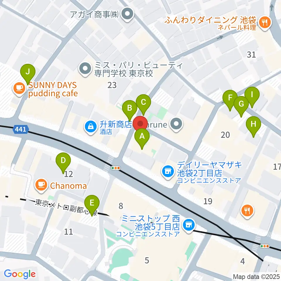 池袋バレルハウス周辺の駐車場・コインパーキング一覧地図