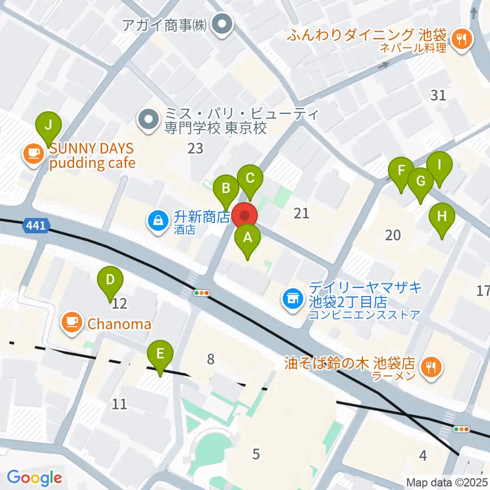 池袋バレルハウス周辺の駐車場・コインパーキング一覧地図