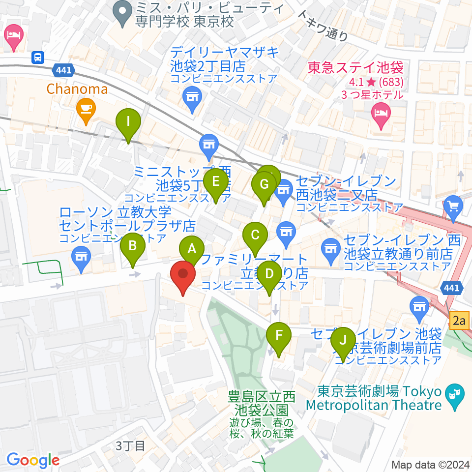 池袋アップルジャンプ周辺の駐車場・コインパーキング一覧地図