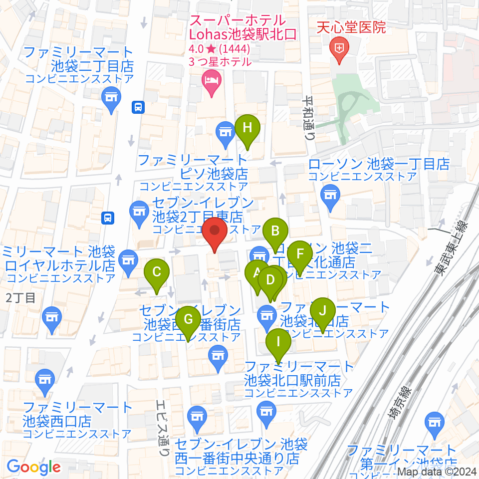 池袋手刀 チョップ周辺の駐車場・コインパーキング一覧地図