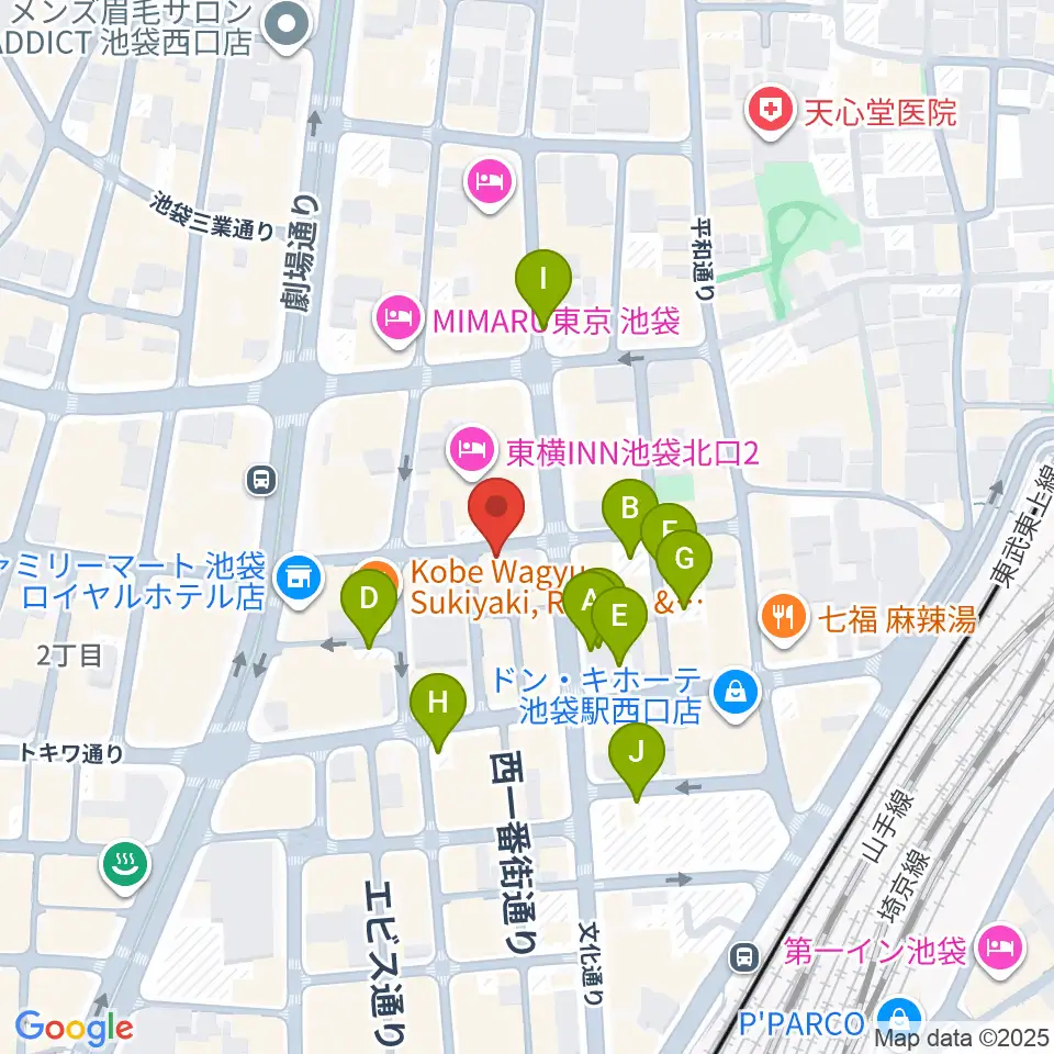 池袋手刀 チョップ周辺の駐車場・コインパーキング一覧地図