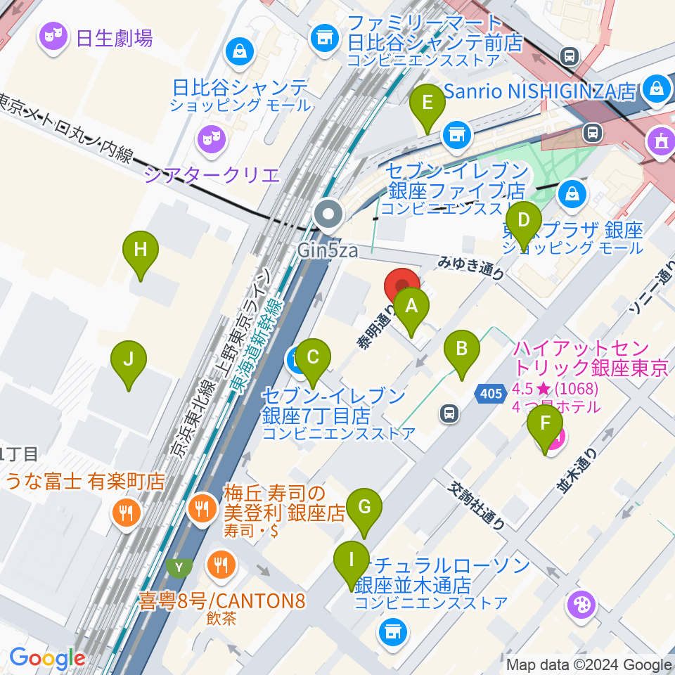 銀座ミーヤカフェ周辺の駐車場・コインパーキング一覧地図