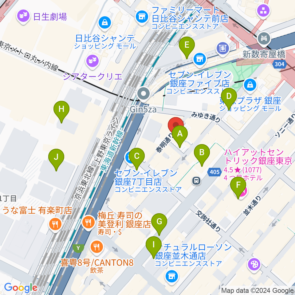 銀座ミーヤカフェ周辺の駐車場・コインパーキング一覧地図