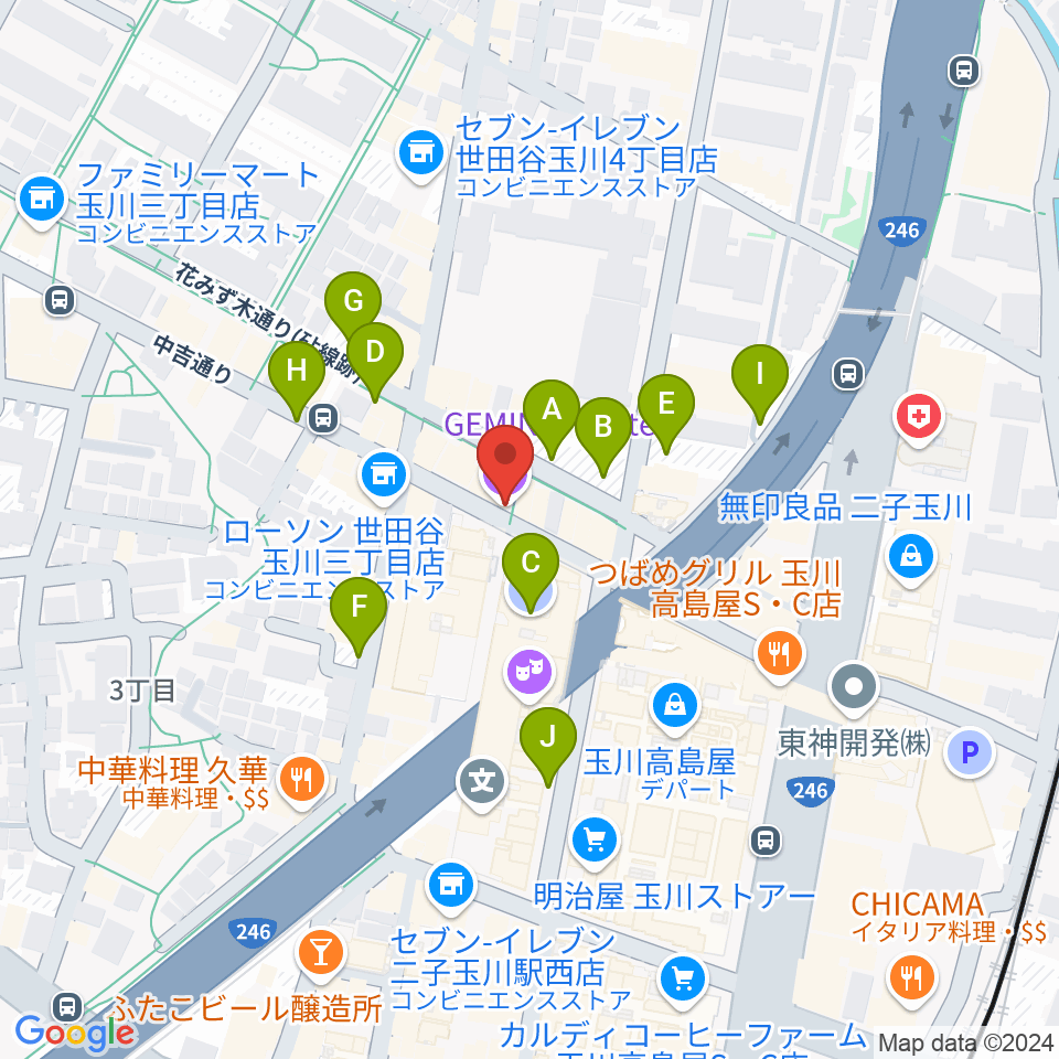 二子玉川GEMINI Theater周辺の駐車場・コインパーキング一覧地図