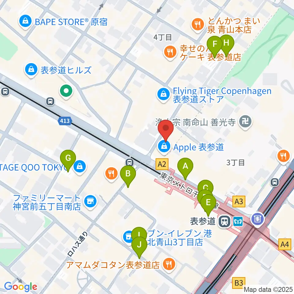 表参道GROUND周辺の駐車場・コインパーキング一覧地図