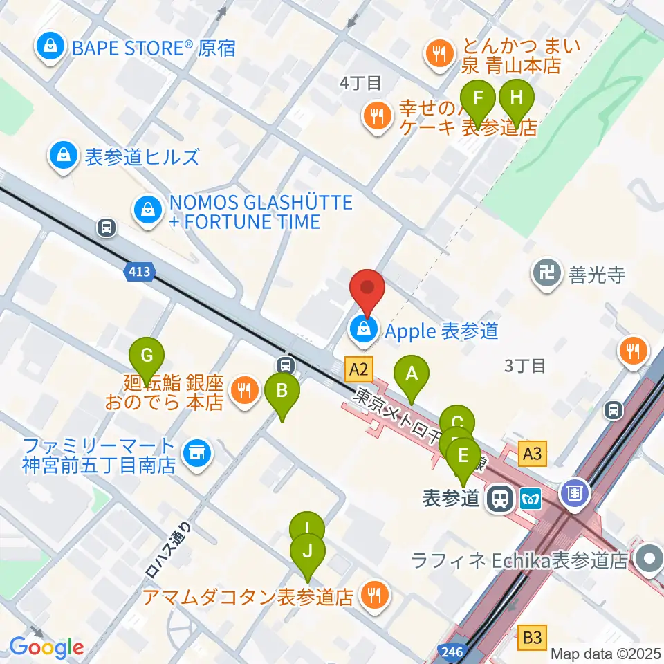 表参道GROUND周辺の駐車場・コインパーキング一覧地図
