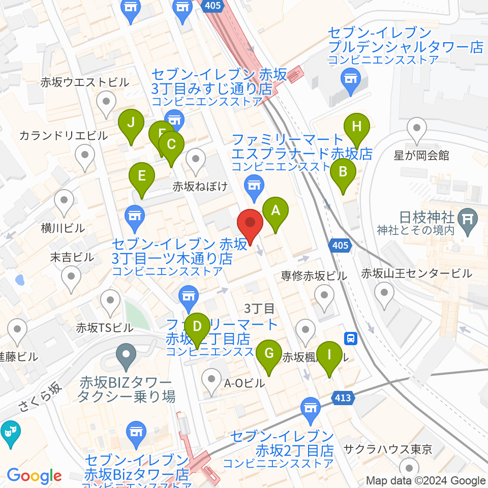 クローフィッシュ赤坂周辺の駐車場・コインパーキング一覧地図