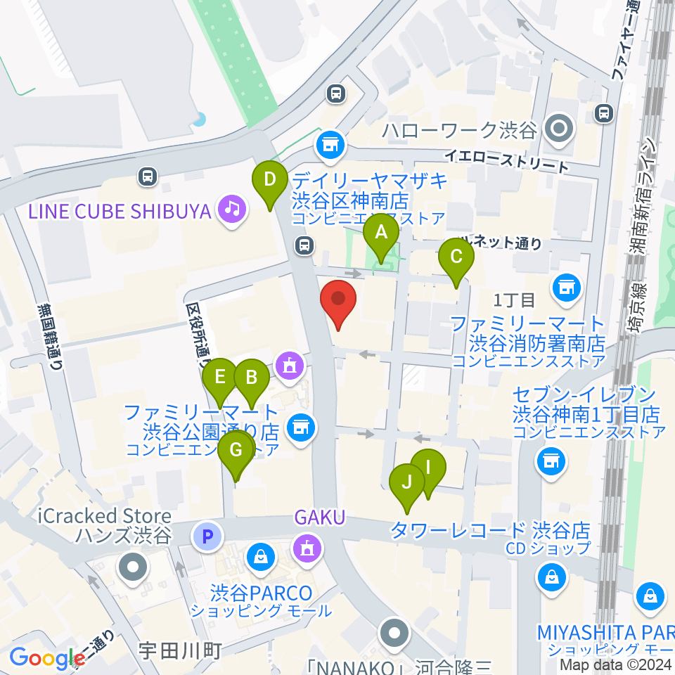 渋谷UNDERBAR周辺の駐車場・コインパーキング一覧地図