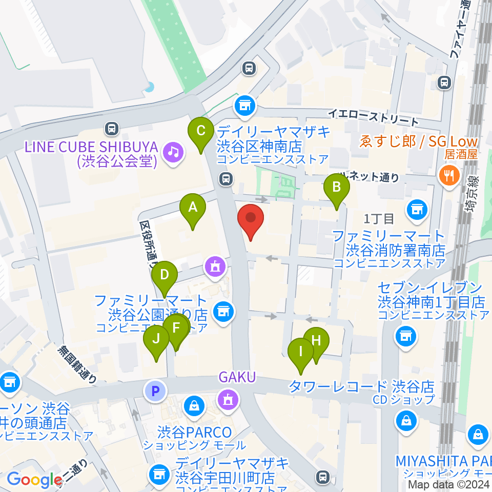 渋谷UNDERBAR周辺の駐車場・コインパーキング一覧地図