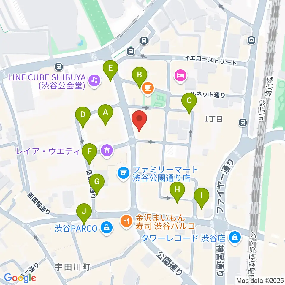 渋谷UNDERBAR周辺の駐車場・コインパーキング一覧地図