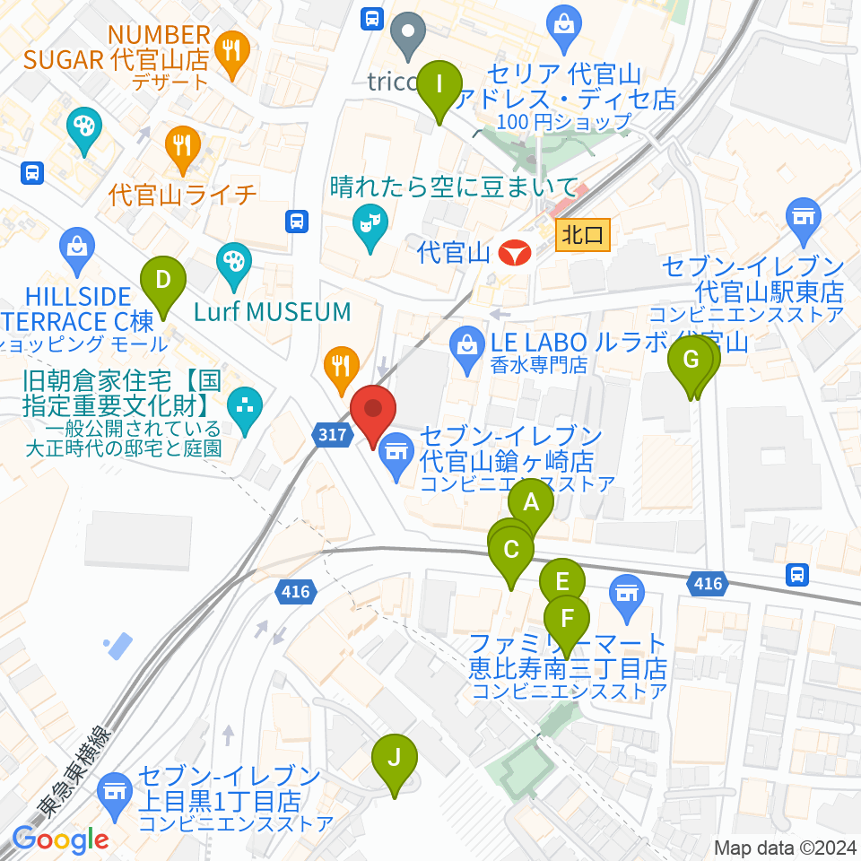 代官山UNIT周辺の駐車場・コインパーキング一覧地図