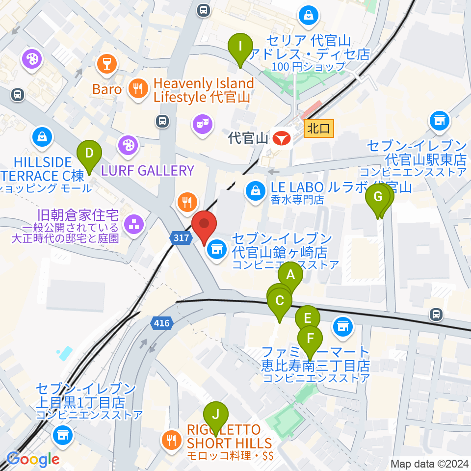 代官山UNIT周辺の駐車場・コインパーキング一覧地図