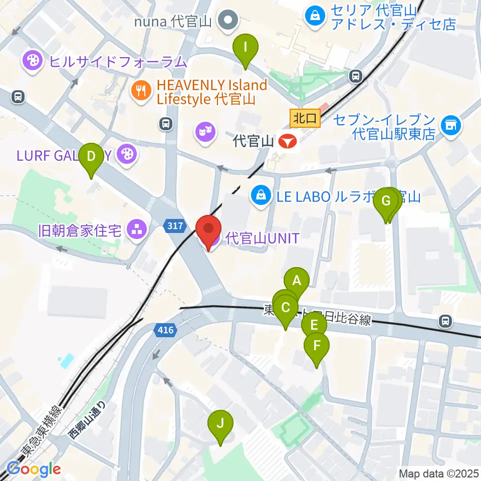 代官山UNIT周辺の駐車場・コインパーキング一覧地図