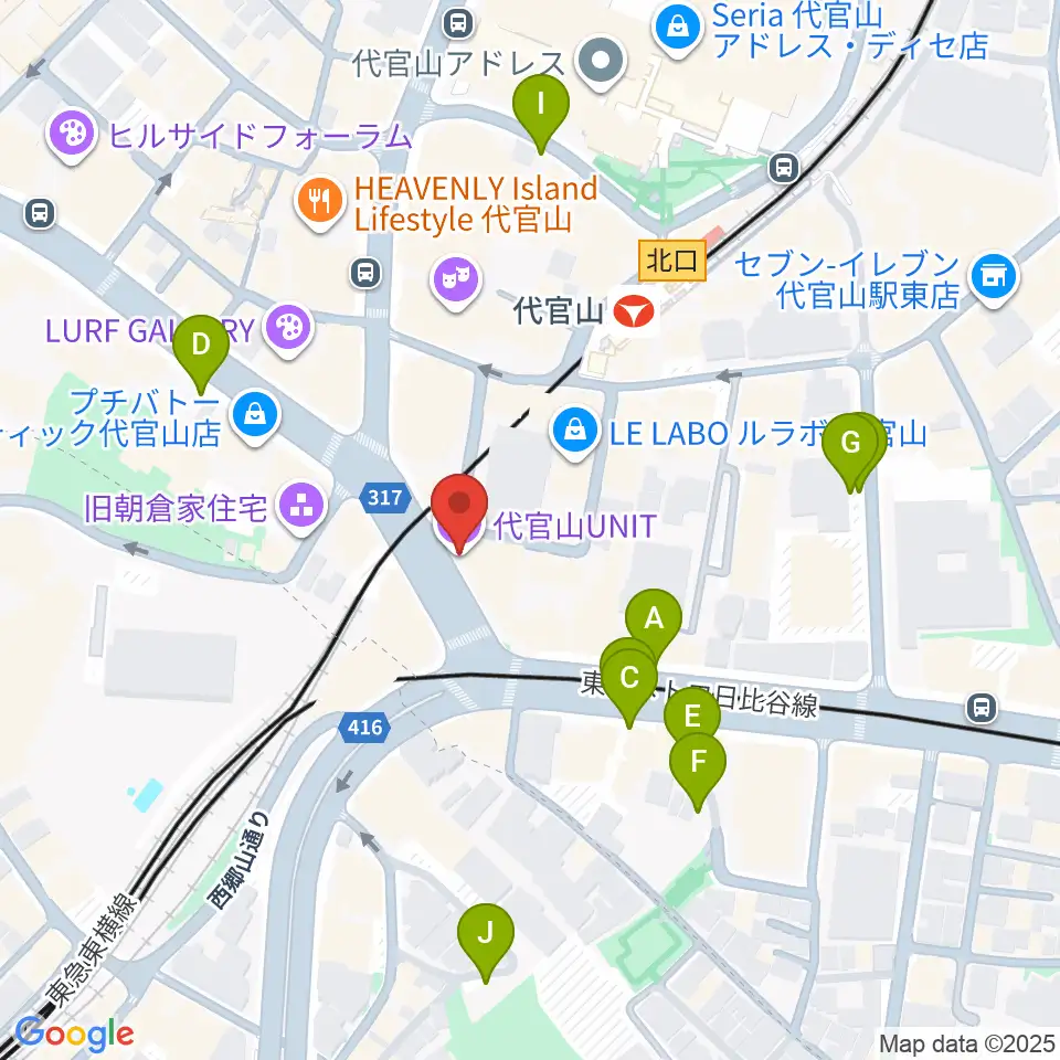 代官山UNIT周辺の駐車場・コインパーキング一覧地図