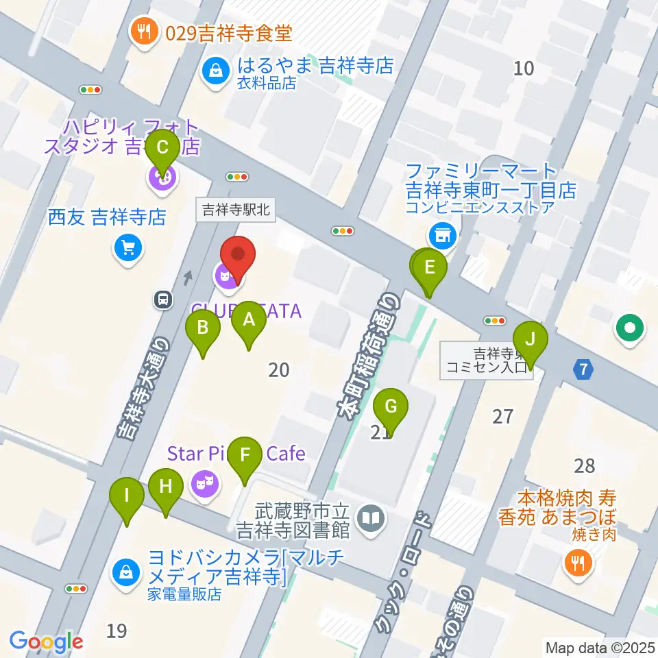 吉祥寺CLUB SEATA周辺の駐車場・コインパーキング一覧地図