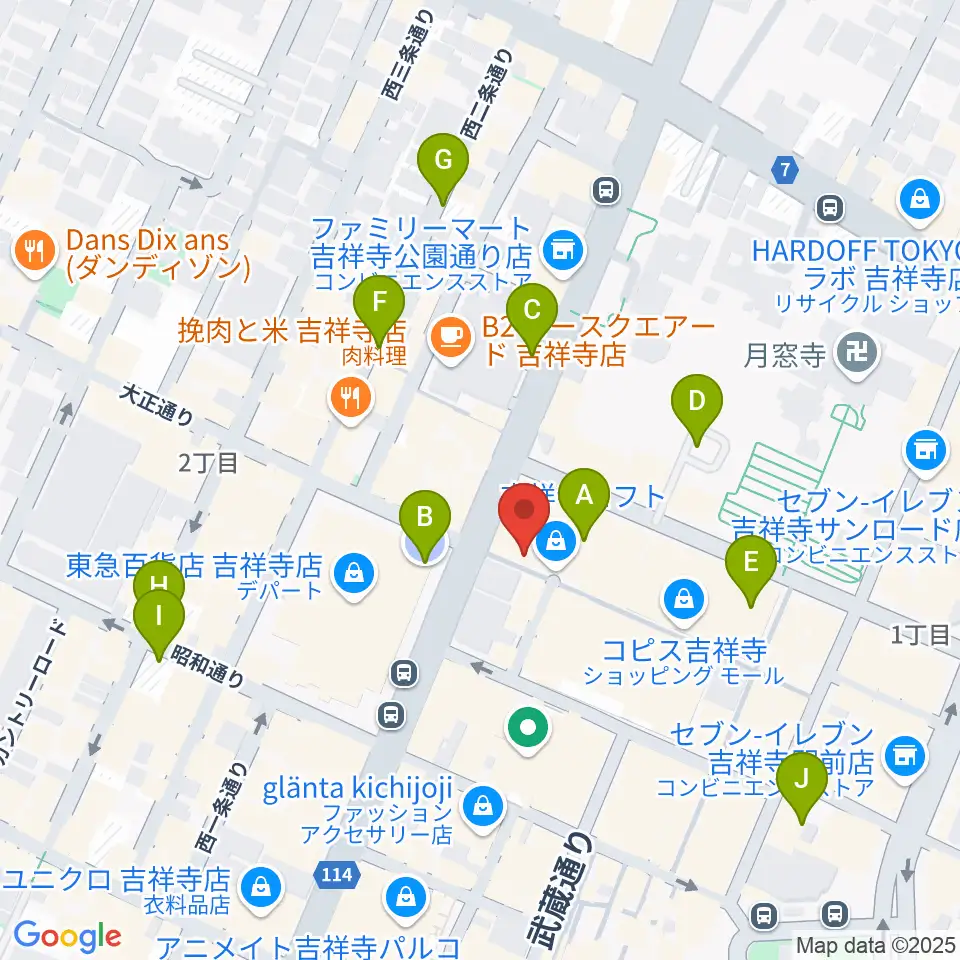 吉祥寺Planet K周辺の駐車場・コインパーキング一覧地図