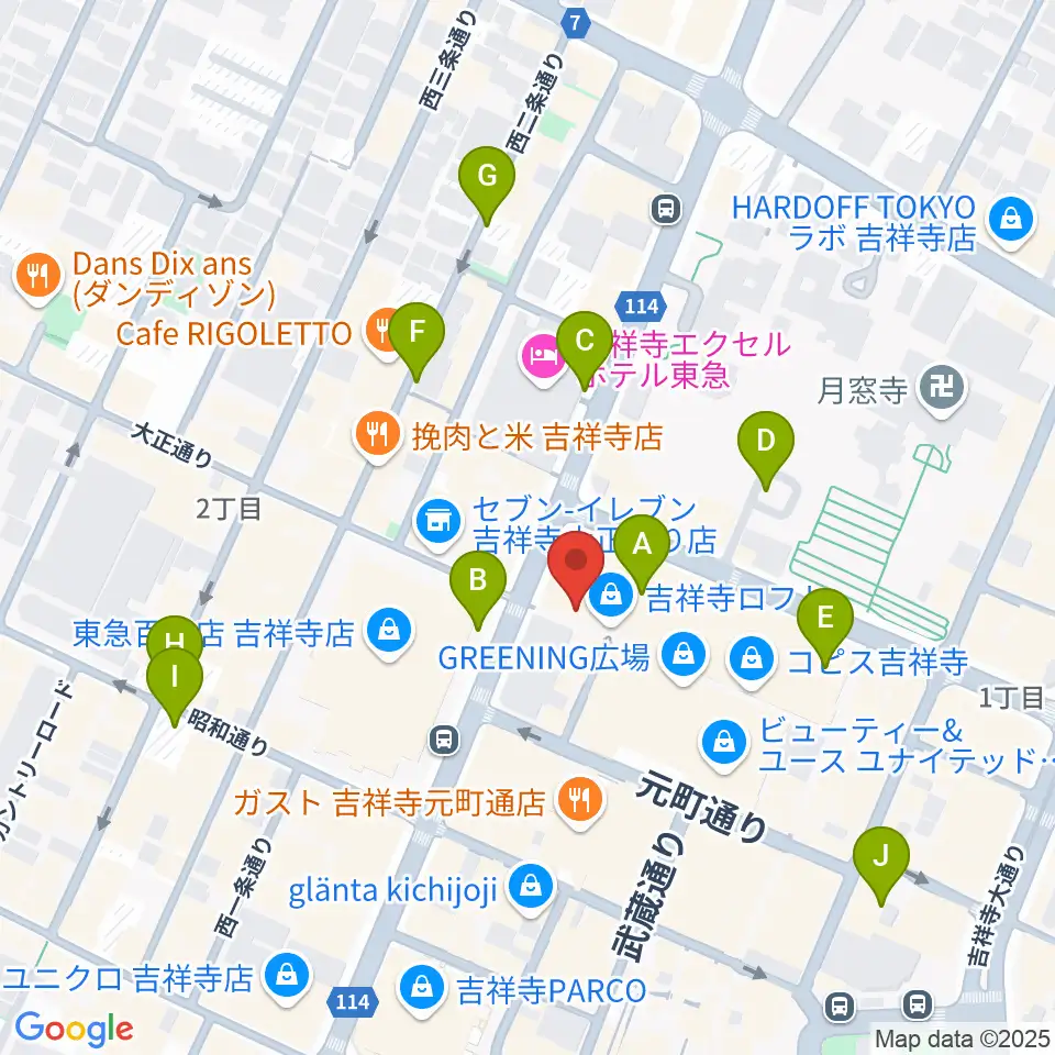 吉祥寺Planet K周辺の駐車場・コインパーキング一覧地図