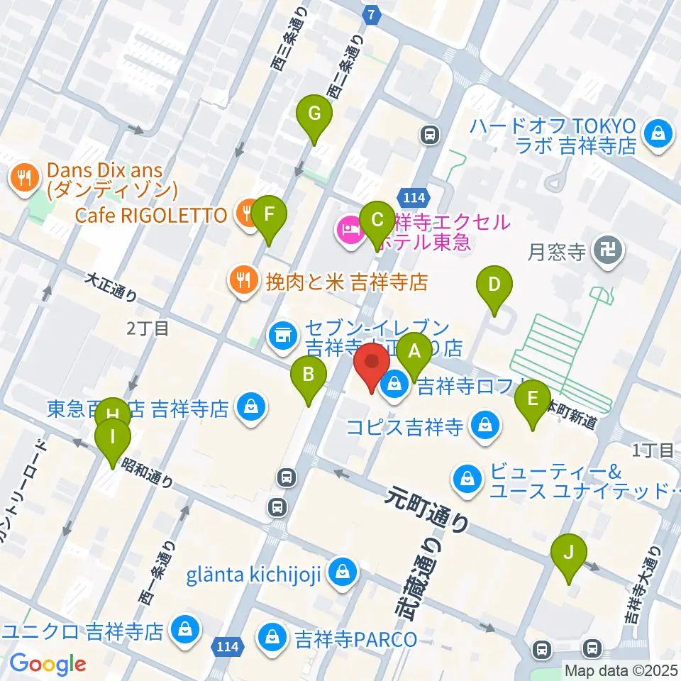 吉祥寺Planet K周辺の駐車場・コインパーキング一覧地図