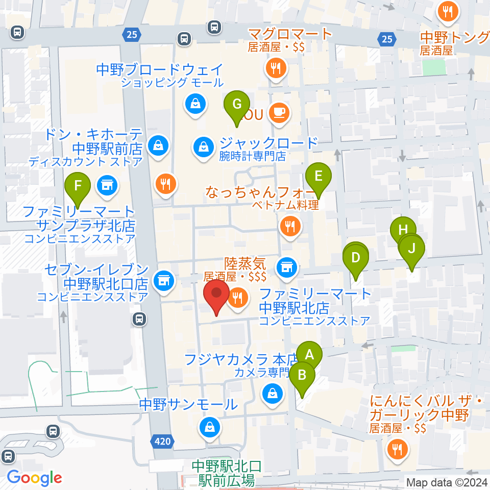 中野ブライトブラウン周辺の駐車場・コインパーキング一覧地図