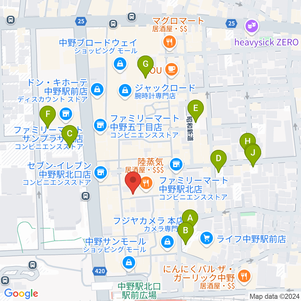 中野ブライトブラウン周辺の駐車場・コインパーキング一覧地図