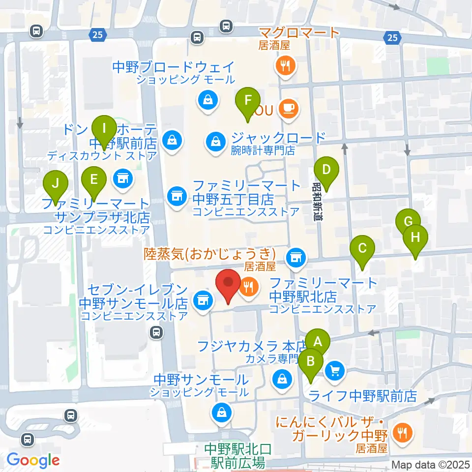 中野ブライトブラウン周辺の駐車場・コインパーキング一覧地図