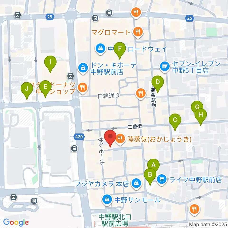 中野ブライトブラウン周辺の駐車場・コインパーキング一覧地図