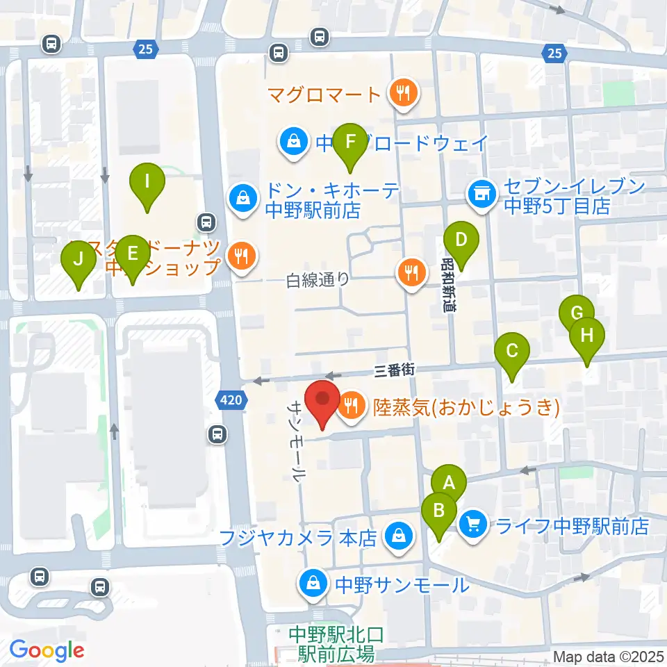 中野ブライトブラウン周辺の駐車場・コインパーキング一覧地図