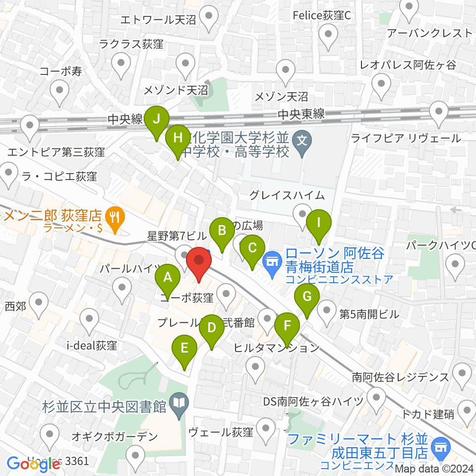 荻窪ベルベットサン周辺の駐車場・コインパーキング一覧地図