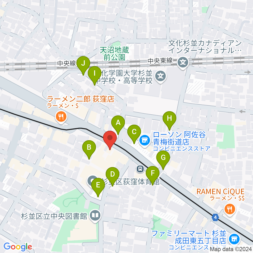 荻窪ベルベットサン周辺の駐車場・コインパーキング一覧地図