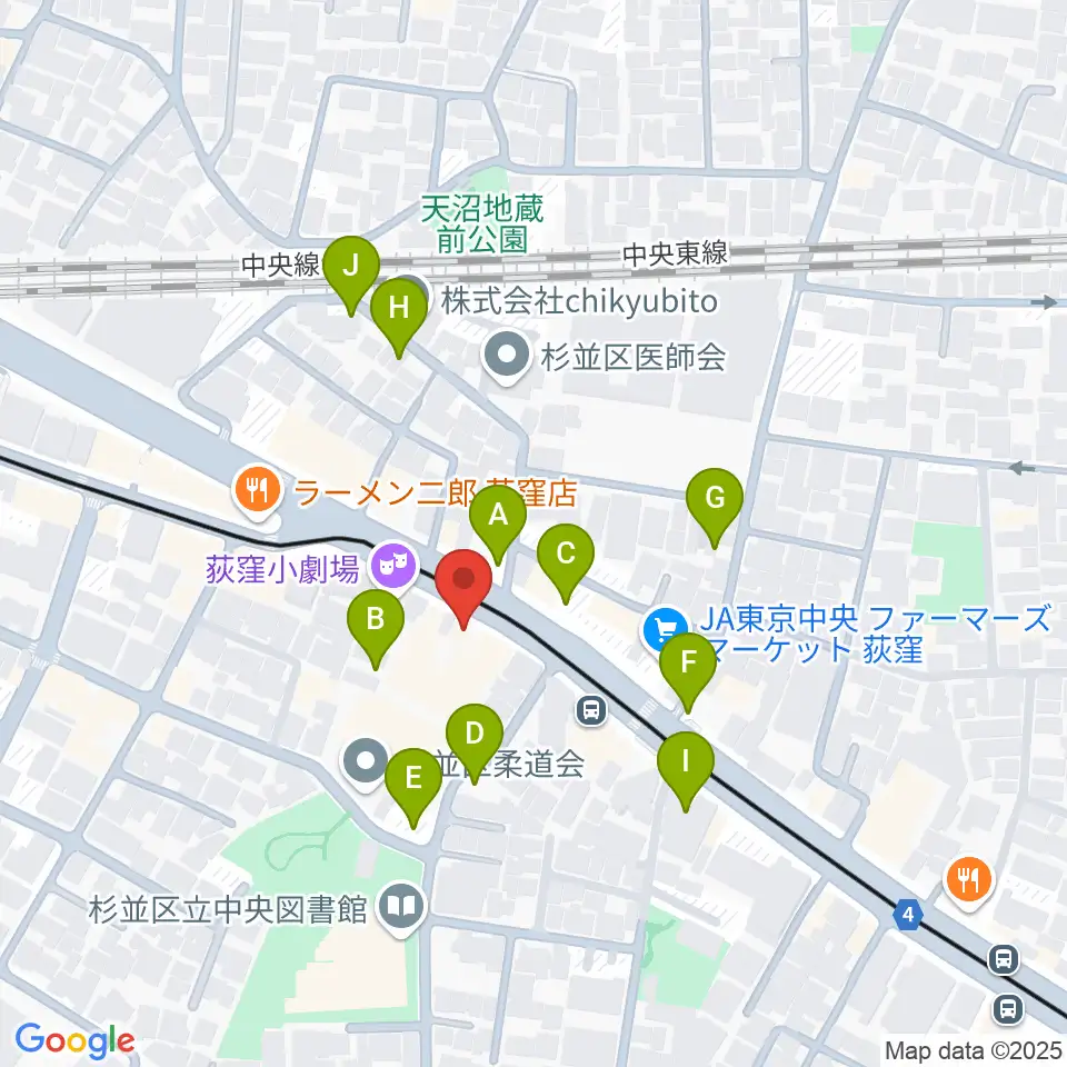 荻窪ベルベットサン周辺の駐車場・コインパーキング一覧地図