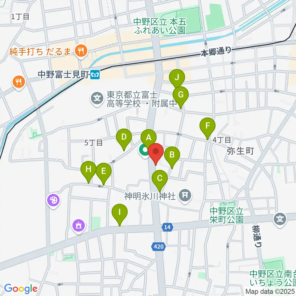 中野plan-B周辺の駐車場・コインパーキング一覧地図