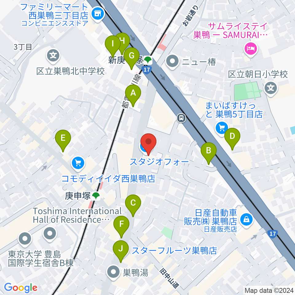 巣鴨スタジオフォー周辺の駐車場・コインパーキング一覧地図