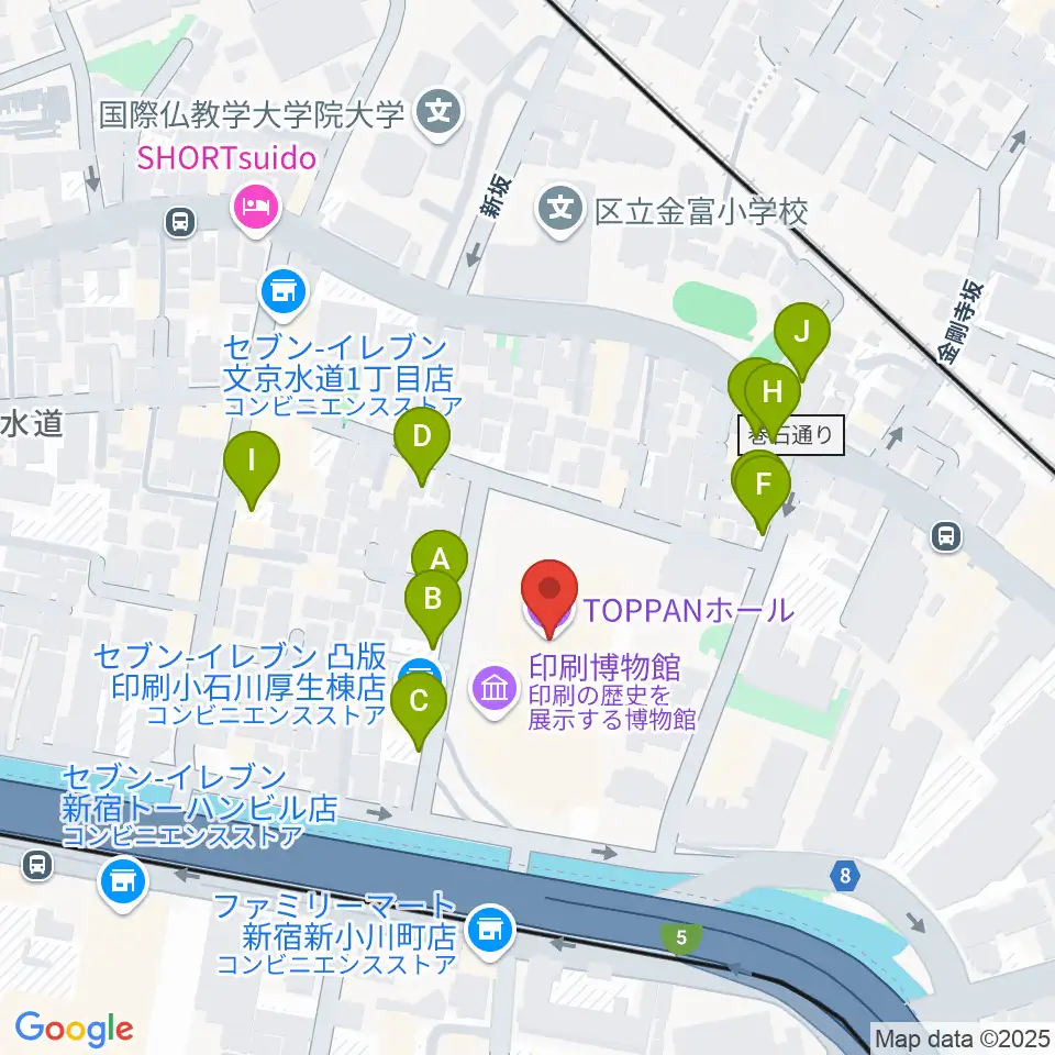 トッパンホール周辺の駐車場・コインパーキング一覧地図