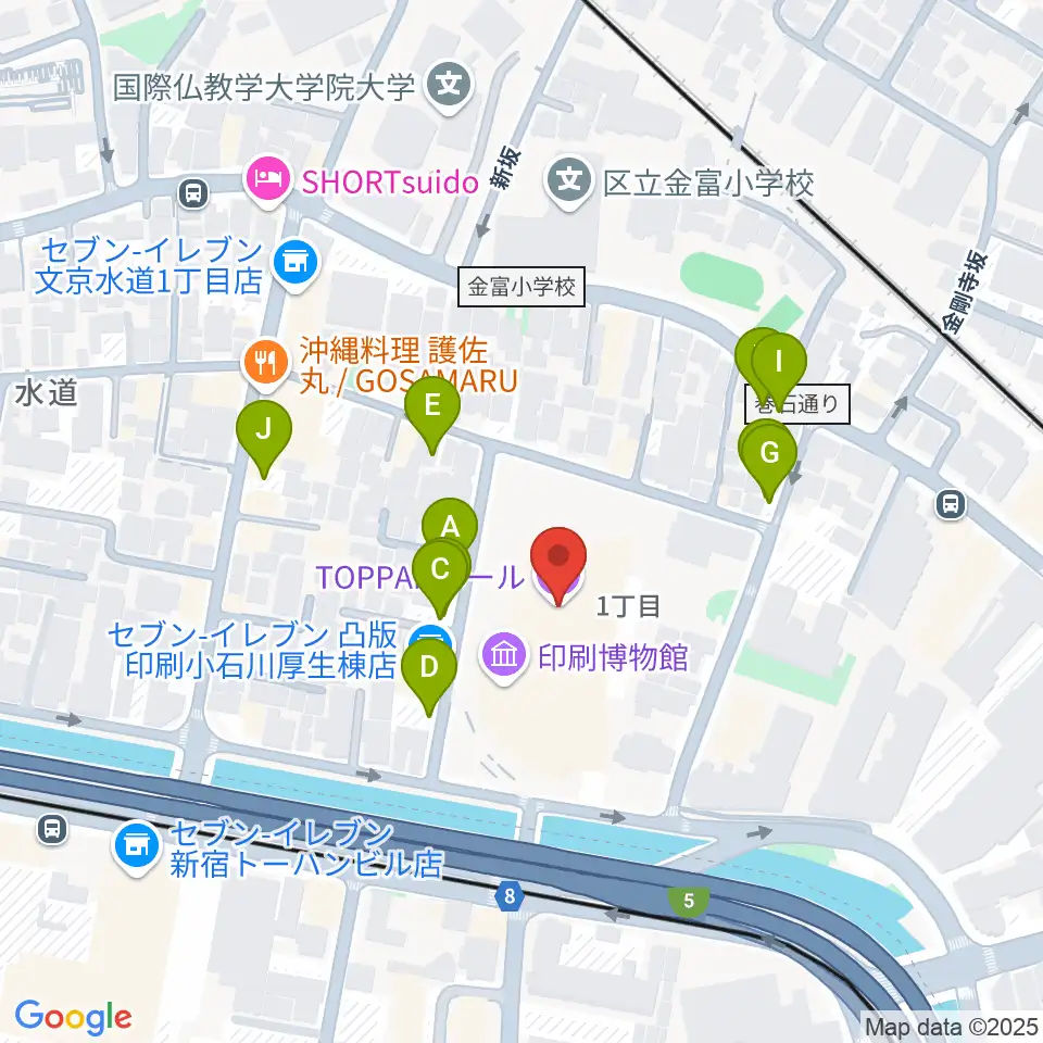 トッパンホール周辺の駐車場・コインパーキング一覧地図